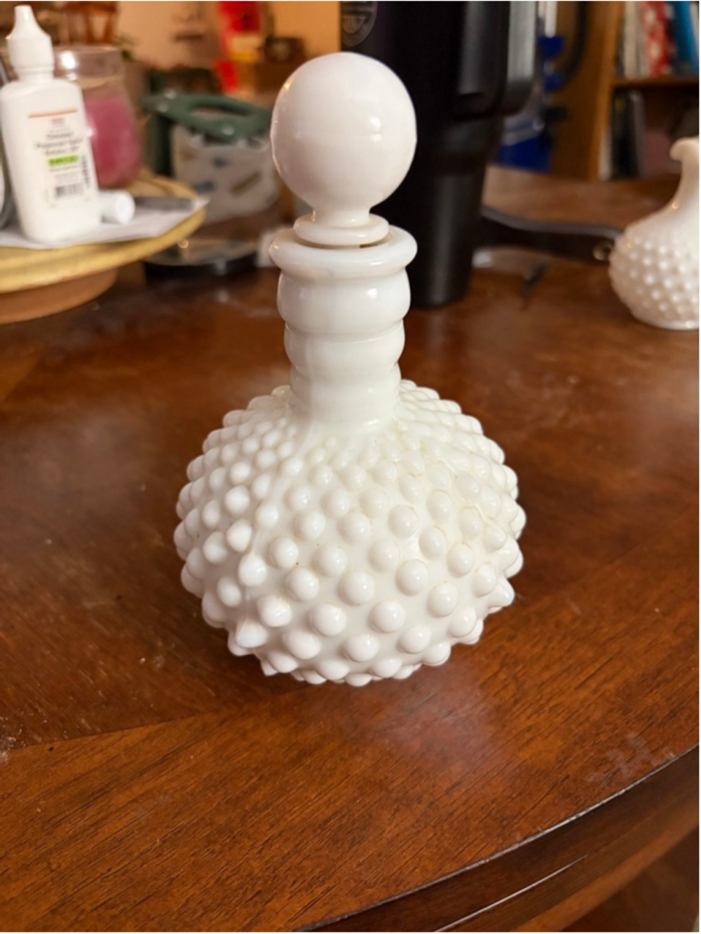 Unisex Unbranded Decor One Size White Hobnail Milk Glass Perfume Bottle